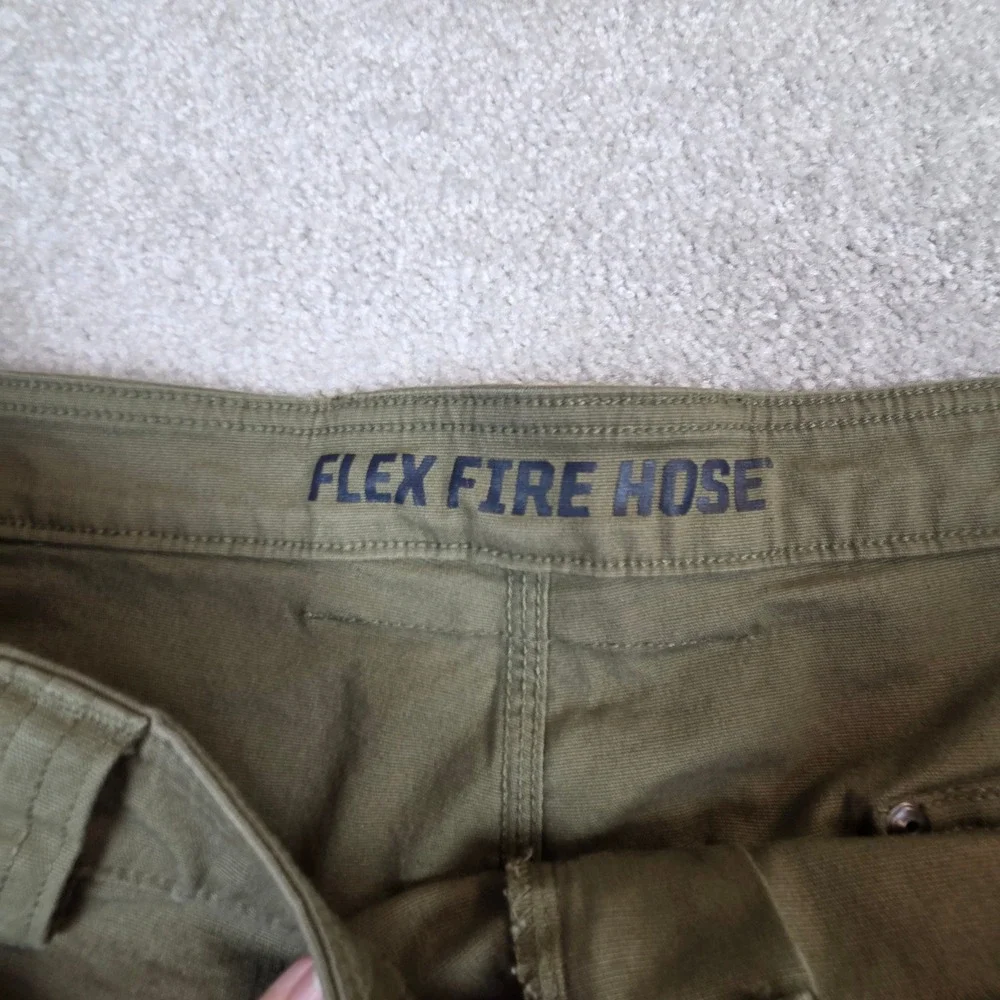 Duluth Trading Co Flex Fire Hose Cargo Pants Mens 48x30 Olive Green Work Utility